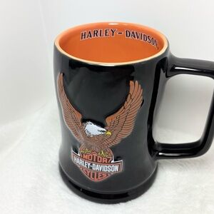 Harley-Davidson Black Mug with Orange Interior‎ and Eagle Design